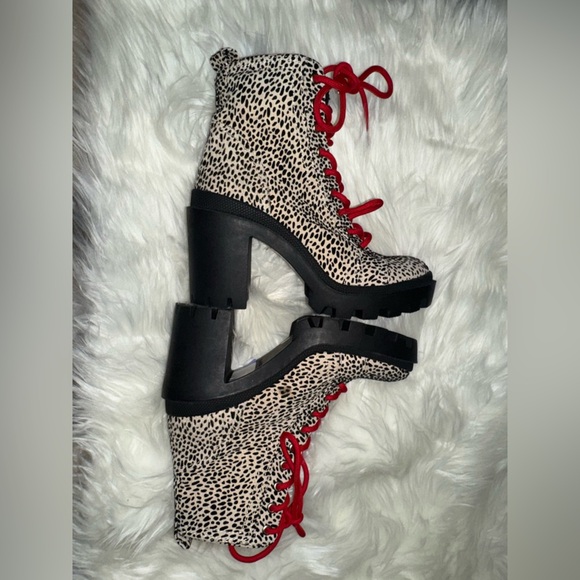 Gianni Bini Ryedderr Cheetah Print Heeled Lug Sole Combat Boots- NWOB - Picture 7 of 12